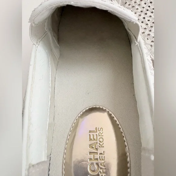 Michael Kors Women's Gold and White Slip-On Sneakers in size 8 - Picture 8 of 16